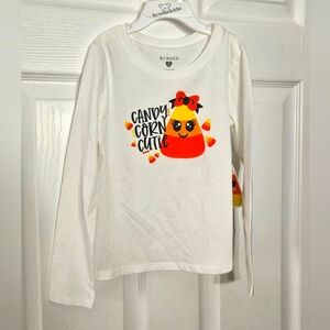 Btween girls white longsleeve "candy corn cutie" candy corn shirt size 5 **READ*
